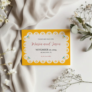 Mexicaanse Papel Picado Gele Nuestra Boda bruiloft Save The Date