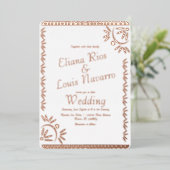 Mexicaanse papel Picado Gold Wedding met geperste Folie Uitnodiging (Staand Voorkant)