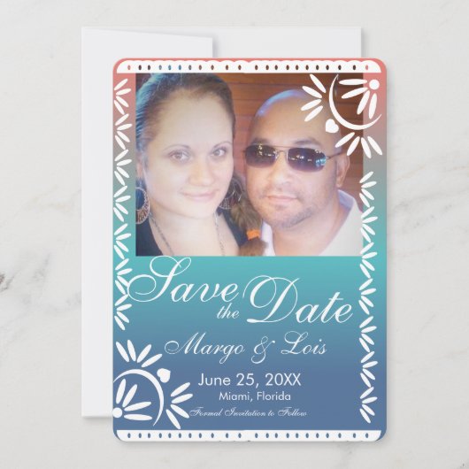 Mexicaanse Papel Picado Gradiënt Save the Date Kaart (Voorkant)