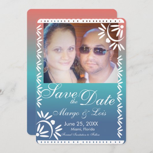 Mexicaanse papel Picado gradiënt sparen de Datum Kaart (Voorkant / Achterkant)