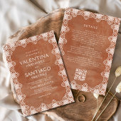 Mexicaanse Papel Picado Terracotta Witte Boho Huwe Kaart