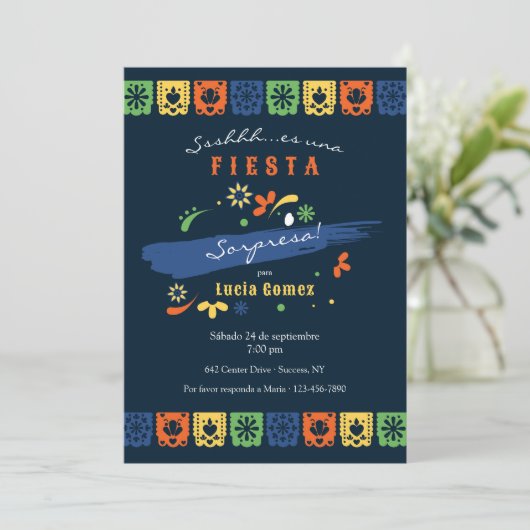 Mexicaanse partij vlaggen uitnodiging (Staand voorkant)