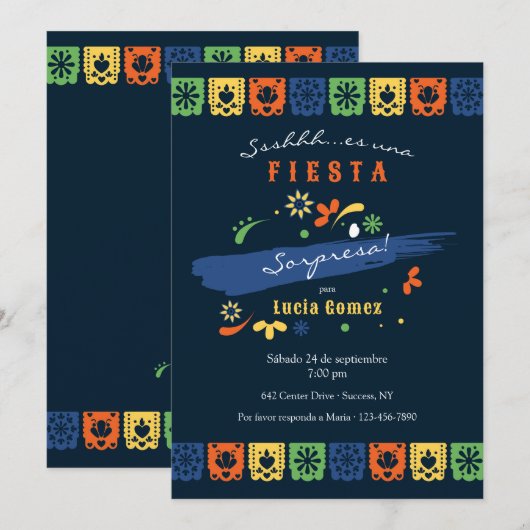 Mexicaanse partij vlaggen uitnodiging (Voorkant / Achterkant)