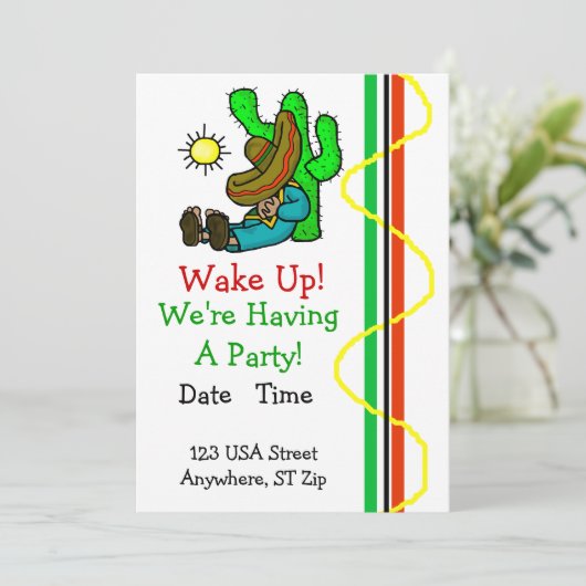 Mexicaanse partijuitnodiging met slapende Mexicaan Kaart (Staand voorkant)