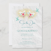 Mexicaanse Pastel Harten Bloemen Doves Save The Da Kaart (Voorkant)