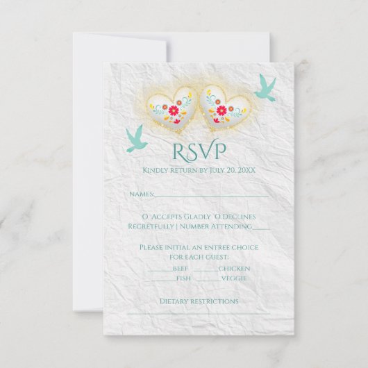 Mexicaanse Pastel Hearts Flowers Doves Kaart (Voorkant)