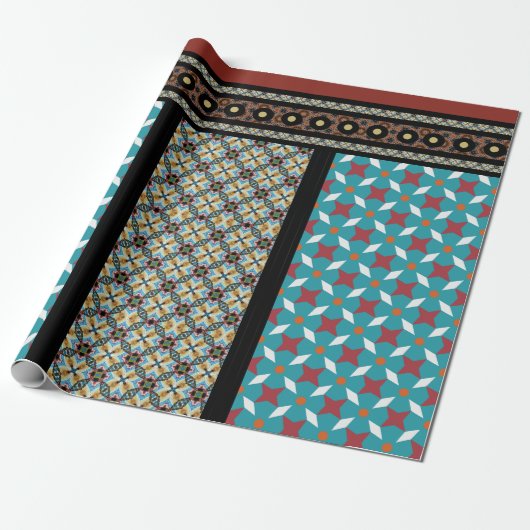 Mexicaanse patchwork stijl 3 cadeaupapier (Uitgerold)