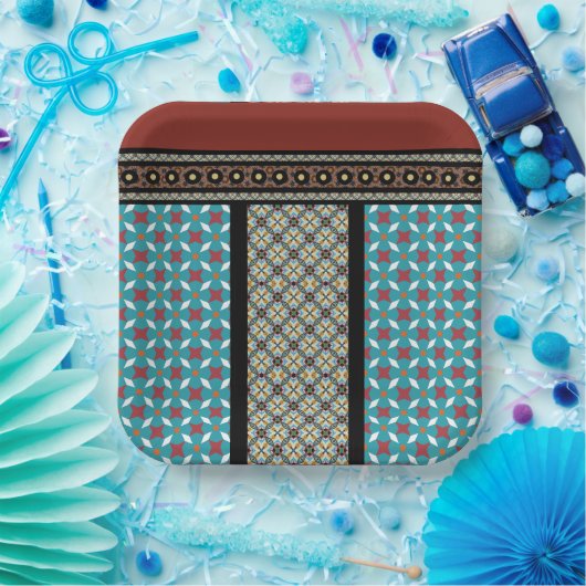Mexicaanse patchwork stijl 3 papieren bordje (Feest)