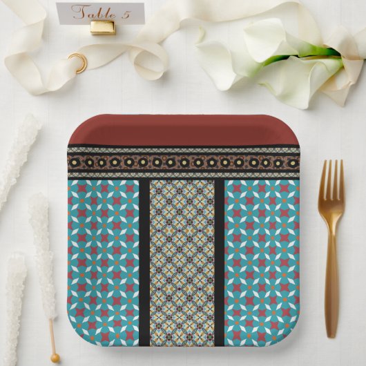 Mexicaanse patchwork stijl 3 papieren bordje (Huwelijk)