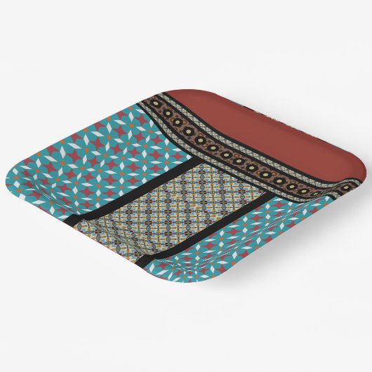 Mexicaanse patchwork stijl 3 papieren bordje (Gebogen)