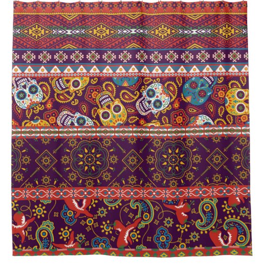 Mexicaanse patchwork: traditioneel design. douchegordijn (Voorkant)