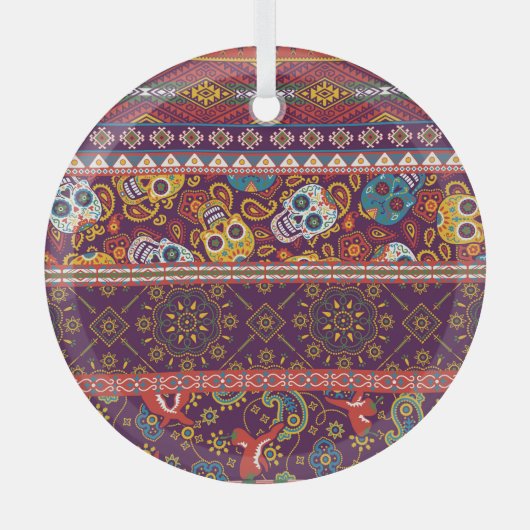 Mexicaanse patchwork: traditioneel  design. glas ornament (Voorkant)