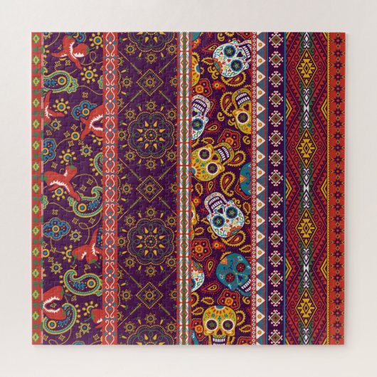 Mexicaanse patchwork: traditioneel design. legpuzzel (Horizontaal)