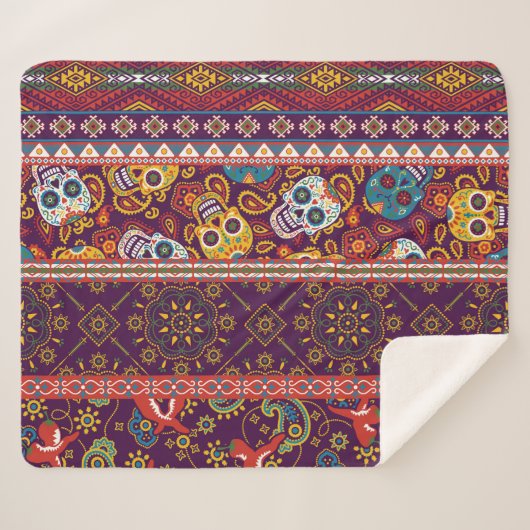 Mexicaanse patchwork: traditioneel  design. sherpa deken (Voorkant (horizontaal))