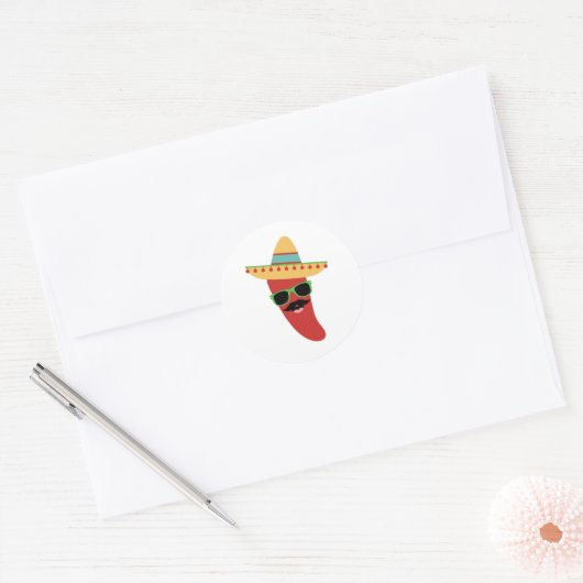 Mexicaanse pepper ronde sticker (Envelop)