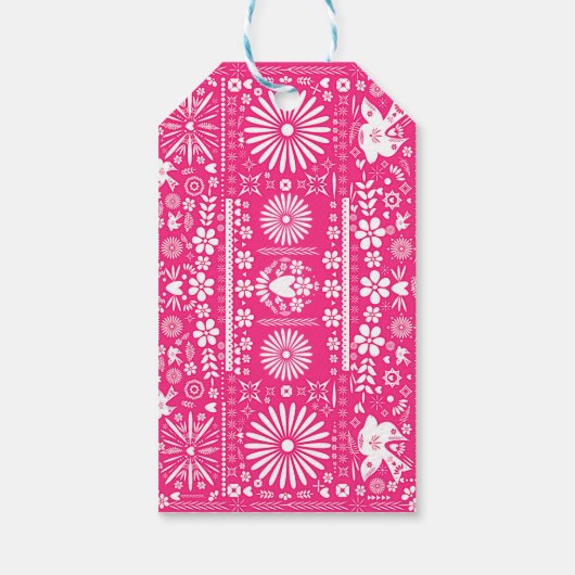 Mexicaanse Picado Hot Roze Wit Huwelijk Huwelijk Cadeaulabel (Achterkant)