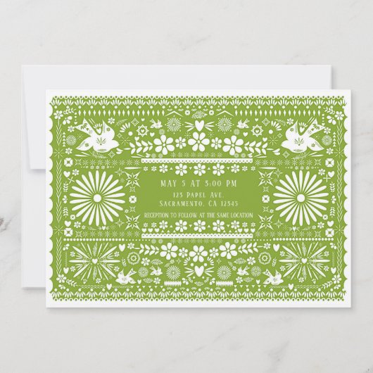 Mexicaanse Picado Lime Avocado Groene Trouw Huweli Kaart (Achterkant)