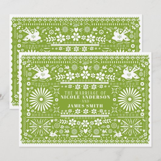 Mexicaanse Picado Lime Avocado Groene Trouw Huweli Kaart (Voorkant / Achterkant)