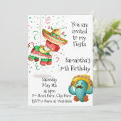 Mexicaanse Pinata Fiesta Happy Birthday Uitnodigin Kaart (Staand voorkant)