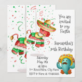 Mexicaanse Pinata Fiesta Happy Birthday Uitnodigin Kaart (Voorkant / Achterkant)