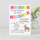Mexicaanse Pinata Fiesta Happy Birthday Uitnodigin Kaart (Staand voorkant)