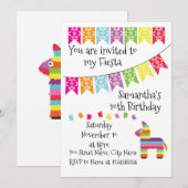 Mexicaanse Pinata Fiesta Happy Birthday Uitnodigin Kaart (Voorkant / Achterkant)