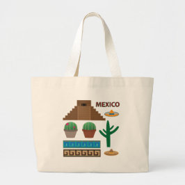 mexicaanse piramide grote tote bag