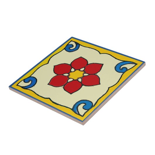 Mexicaanse Poinsettia Tile Tegeltje (Zijkant)