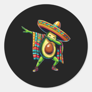 Mexicaanse Poncho Avocado Cinco de Mayo Ronde Sticker