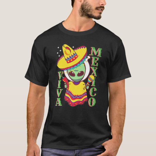 Mexicaanse Poncho Cinco de Mayo Alien Sombrero Fie T-shirt (Voorkant)
