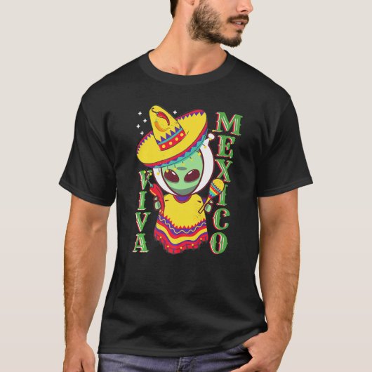Mexicaanse Poncho Cinco de Mayo Alien Sombrero Fie T-shirt (Voorkant)
