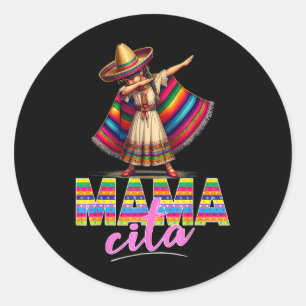 Mexicaanse Poncho Sombrero Cinco de Mayo Mama Ronde Sticker
