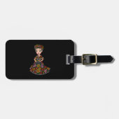 Mexicaanse pop met bloemen bagagelabel (Voorkant horizontaal)