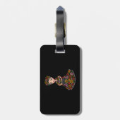 Mexicaanse pop met bloemen bagagelabel (Achterkant verticaal)