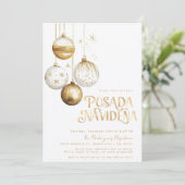 Mexicaanse Posada Navideña Goud Witte Ornamenten Kaart (Staand voorkant)