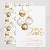 Mexicaanse Posada Navideña Goud Witte Ornamenten Kaart (Voorkant / Achterkant)