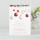 Mexicaanse Posada Navideña rood witte Ornamenten Kaart (Staand voorkant)