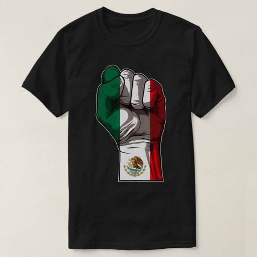 Mexicaanse Pride - Versnelde vuist Mexicaanse vlag T-shirt (Design voorkant)