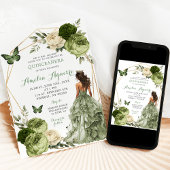 Mexicaanse Prinses Vlinder salie groene Quinceañer Kaart