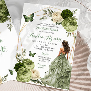 Mexicaanse Prinses Vlinder salie groene Quinceañer Kaart