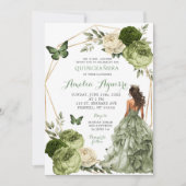Mexicaanse Prinses Vlinder salie groene Quinceañer Kaart (Voorkant)