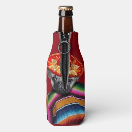 Mexicaanse pug dog gepersonaliseerde fles koeler (Fles Achterkant)