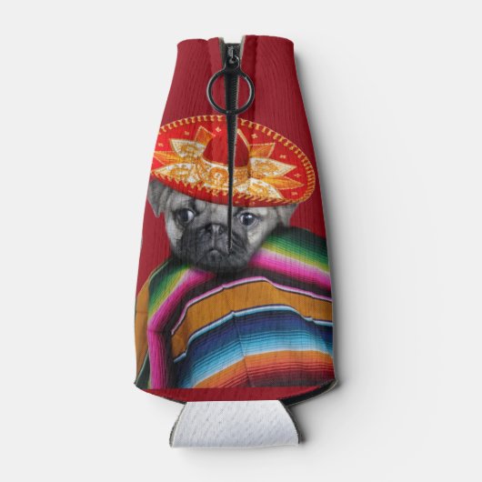 Mexicaanse pug dog gepersonaliseerde fles koeler (Achterkant)