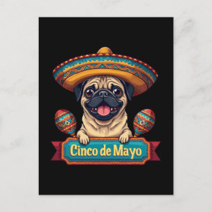 Mexicaanse Pug Dog Sombrero Cinco De Mayo Feestdagenkaart