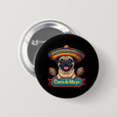 Mexicaanse Pug Dog Sombrero Cinco De Mayo Ronde Button 5,7 Cm (Voorkant /achterkant)