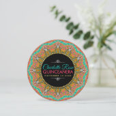 Mexicaanse Quinceanera Parels Gouden Zonnebloem Ve Kaart (Staand voorkant)