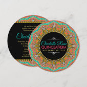 Mexicaanse Quinceanera Parels Gouden Zonnebloem Ve Kaart (Voorkant / Achterkant)