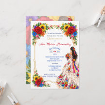 Mexicaanse Quinceañera Uitnodigingen Kleurrijke Bl