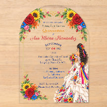 Mexicaanse Quinceañera Uitnodigingen Kleurrijke Bl
