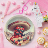 Mexicaanse Red Chili Pepper gitarist Papieren Bordje (Feest)